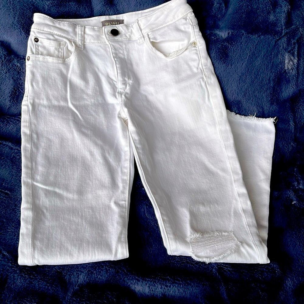 Girls white denim skinny leg jeans Chloe ankle like new condition size 14
